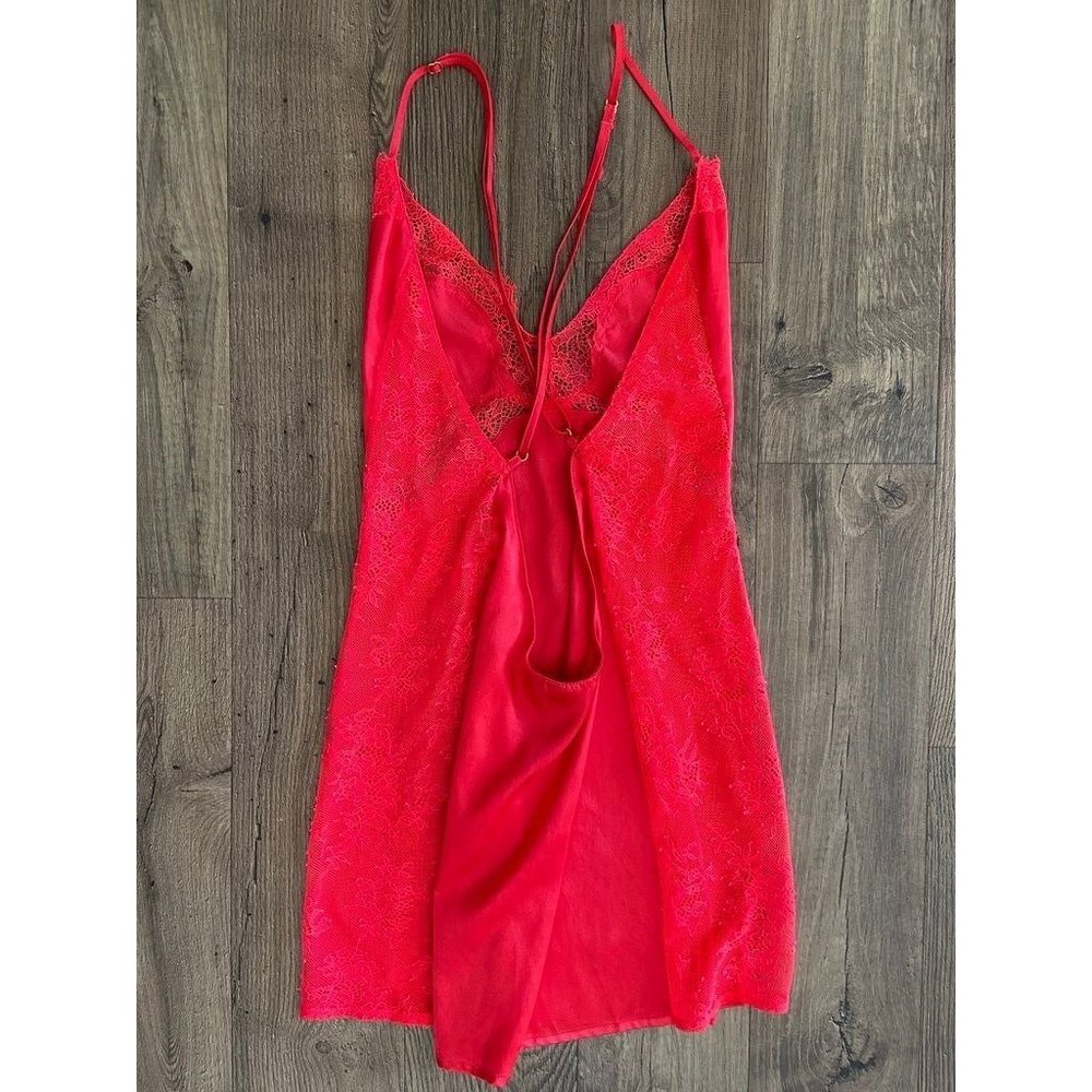 Victoria's Secret Strappy Red Lace Chemise Slip Dress Nightgown Women's Small S - Picture 2 of 6